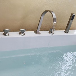 Bathtub Tap - Contemporary - Waterfall / Handshower Included - Brass (Nickel Brushed)