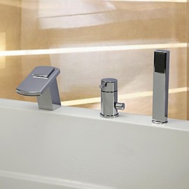 Bathtub Tap - Contemporary - LED / Waterfall / Handshower Included - Brass (Chrome)