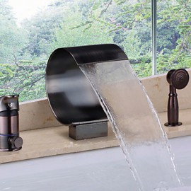 Shower Tap / Bathtub Tap - Contemporary - Handshower Included / Waterfall - Brass (Oil-rubbed Bronze)