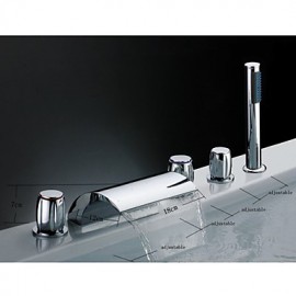 Brass Waterfall Tub Tap with Hand Shower (Three Handles)