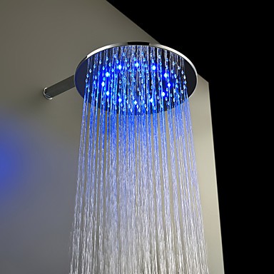 12 inch Brass Shower Head with Color Changing LED Light - Faucet Shop