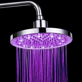 Chrome Finish Round 3 Colors Temperature-controlled LED Shower Head