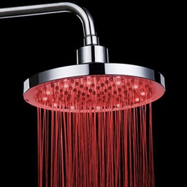 Chrome Finish Round 3 Colors Temperature-controlled LED Shower Head