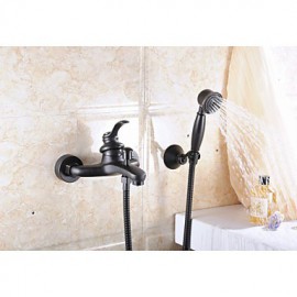 Aquafaucet Oil Rubbed Bronze Wall Mount Handheld Tub Shower Faucet Shower Mixer Tap Set Single Handle Wall Mount