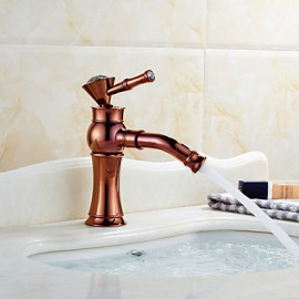 Art Deco / Retro Rose Gold & Golden One Hole Single Handle Bathroom Sink Faucet