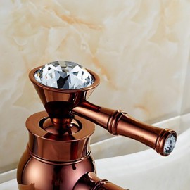 Art Deco / Retro Rose Gold & Golden One Hole Single Handle Bathroom Sink Faucet