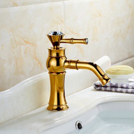 Art Deco / Retro Rose Gold & Golden One Hole Single Handle Bathroom Sink Faucet