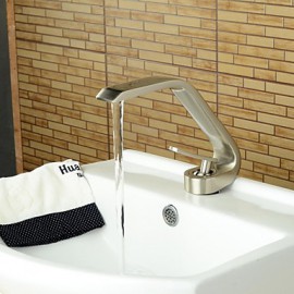 Basin Faucet Contemporary Style Single Handle One Hole Hot And Cold Nickel Brushed