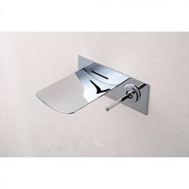 Bathroom Chrome Finish Wall Mounted Led Light Waterfall Basin Faucet