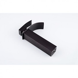 Bathroom Deck Mounted Oil-Rubbed Bronze Waterfall Black Washbasin Faucet