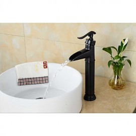 Bathroom Oil-Rubbed Bronze Waterfall Single Handle Single Hole Basin Faucet