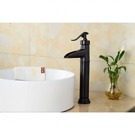 Bathroom Oil-Rubbed Bronze Waterfall Single Handle Single Hole Basin Faucet