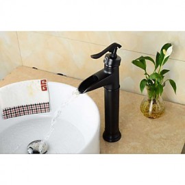 Bathroom Oil-Rubbed Bronze Waterfall Single Handle Single Hole Basin Faucet