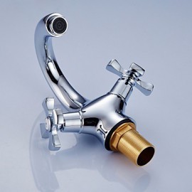 Bathroom Sink Faucet Chrome Finish Brass (Hot And Cold)