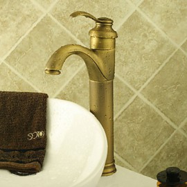 Bathroom Sink Faucet Antique Inspired Design-Antique Brass Finish Faucet Single Handle