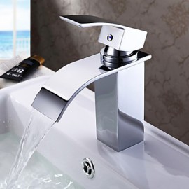 Bathroom Sink Faucet Contemporary Design Waterfall (Chrome Finish)