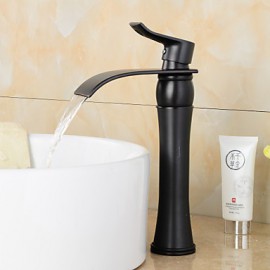 Bathroom Sink Faucet In Vintage Style Contemporary Brass Finish Tall Bathroom Sink Faucet-Black