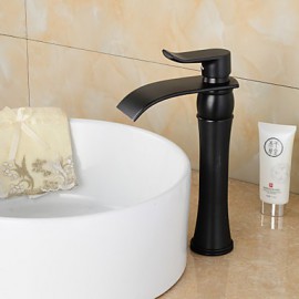 Bathroom Sink Faucet In Vintage Style Contemporary Brass Finish Tall Bathroom Sink Faucet-Black