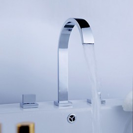 Bathroom Sink Faucet Widespread Contemporary Design Chrome Finish Faucet