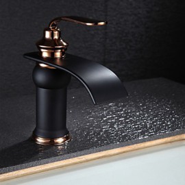 Bathroom Sink Faucet With Antique Orb Finish Waterfall Centerset Glass Faucet