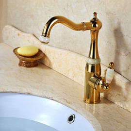 Bathroom Sink Faucet With Ti-Pvd Finish Antique Design Faucet