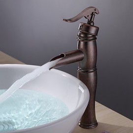 Bathroom Sink Faucet With Vintage Centerset Antique Copper Finish Single Handle Brass Faucet