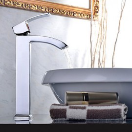 Bathroom Sink Faucet Contemporary Waterfall Brass Chrome