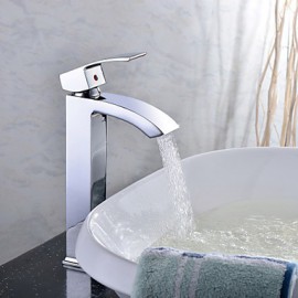 Bathroom Sink Faucet Contemporary Waterfall Brass Chrome