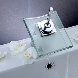 Bathroom Sink Faucet Contemporary Waterfall Brass Chrome