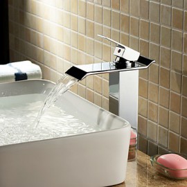 Bathroom Sink Faucet Contemporary Waterfall Brass Chrome