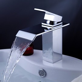 Bathroom Sink Faucet Contemporary Waterfall Brass Chrome