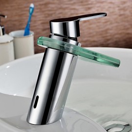 Bathroom Sink Faucet Contemporary Waterfall Brass Chrome