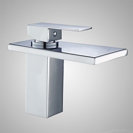 Bathroom Sink Faucet Contemporary Waterfall Brass Chrome