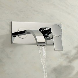 Bathroom Sink Faucet Contemporary Waterfall Brass Chrome