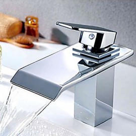 Bathroom Sink Faucet Contemporary Waterfall Brass Chrome