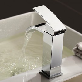 Bathroom Sink Faucet Contemporary Waterfall Brass Chrome