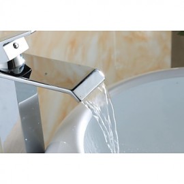 Bathroom Sink Faucet Contemporary Waterfall Brass Chrome