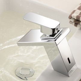 Bathroom Sink Faucet Contemporary Waterfall Brass Chrome