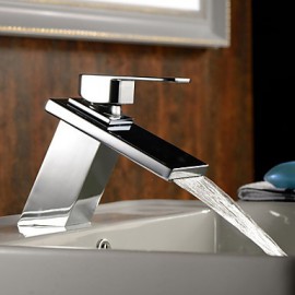 Bathroom Sink Faucet Contemporary Waterfall Brass Chrome