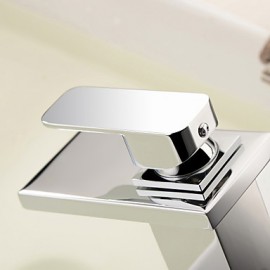 Bathroom Sink Faucet Contemporary Waterfall Brass Chrome