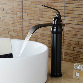 Bathroom Sink Faucet Contemporary Waterfall Oil-Rubbed Bronze Finish