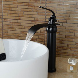 Bathroom Sink Faucet Contemporary Waterfall Oil-Rubbed Bronze Finish