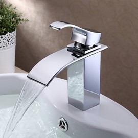 Bathroom Sink Faucet Contemporary Waterfall Stainless Steel Chrome