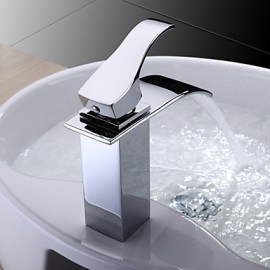 Bathroom Sink Faucet Contemporary Waterfall Stainless Steel Chrome