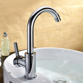 Chrome Finish Solid Brass Bathroom Sink Faucet