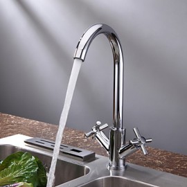 Chrome Finish Solid Brass Bathroom Sink Faucet (Tall)