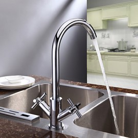 Chrome Finish Solid Brass Bathroom Sink Faucet (Tall)