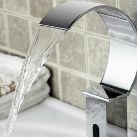 Contemporary Bathroom Sink Waterfall Automatic Faucet With Sensor