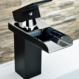 Contemporary Black Painting One Hole Single Handle Waterfall Bathroom Sink Faucet