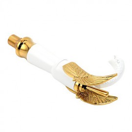 Contemporary Ceramic Body Shape Swan Bathroom Basin Mixer (Tall) - Gold+White